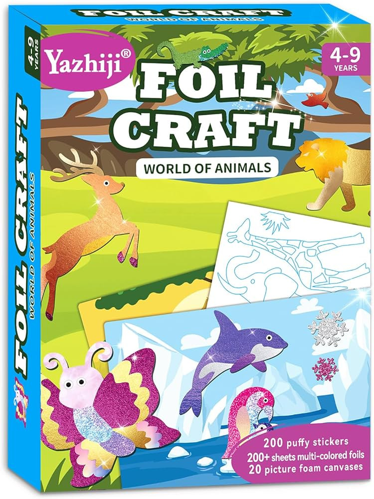 Foil Art Craft Kits for Kids - Foil Fun Dinosaurs, Mess -free Sticker Set for Child, DIY Printing... | Amazon (US)