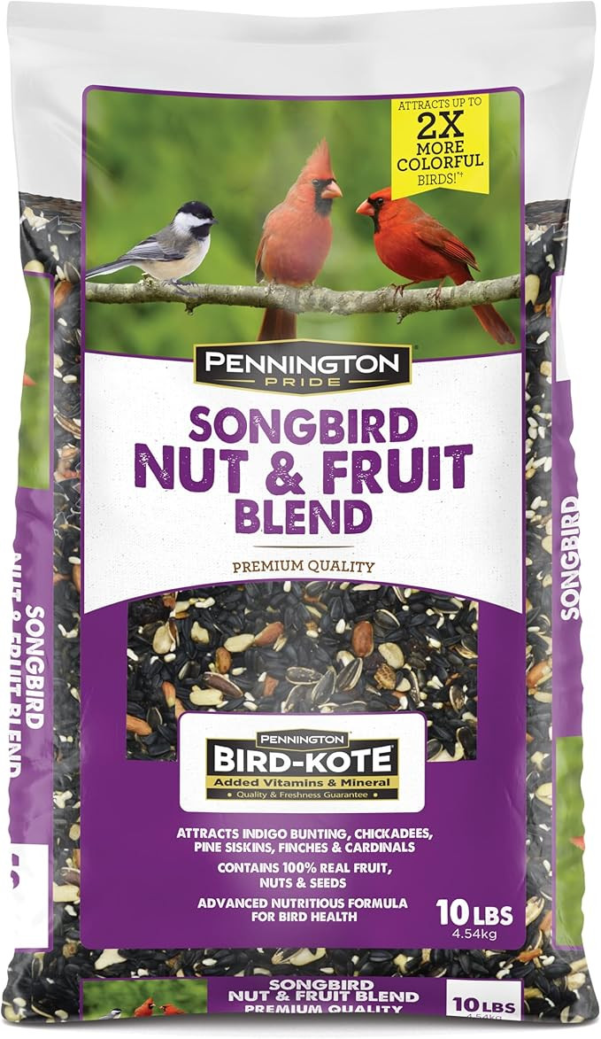 Pennington Songbird Nut & Fruit Blend Wild Bird Seed, 10 lb | Amazon (US)