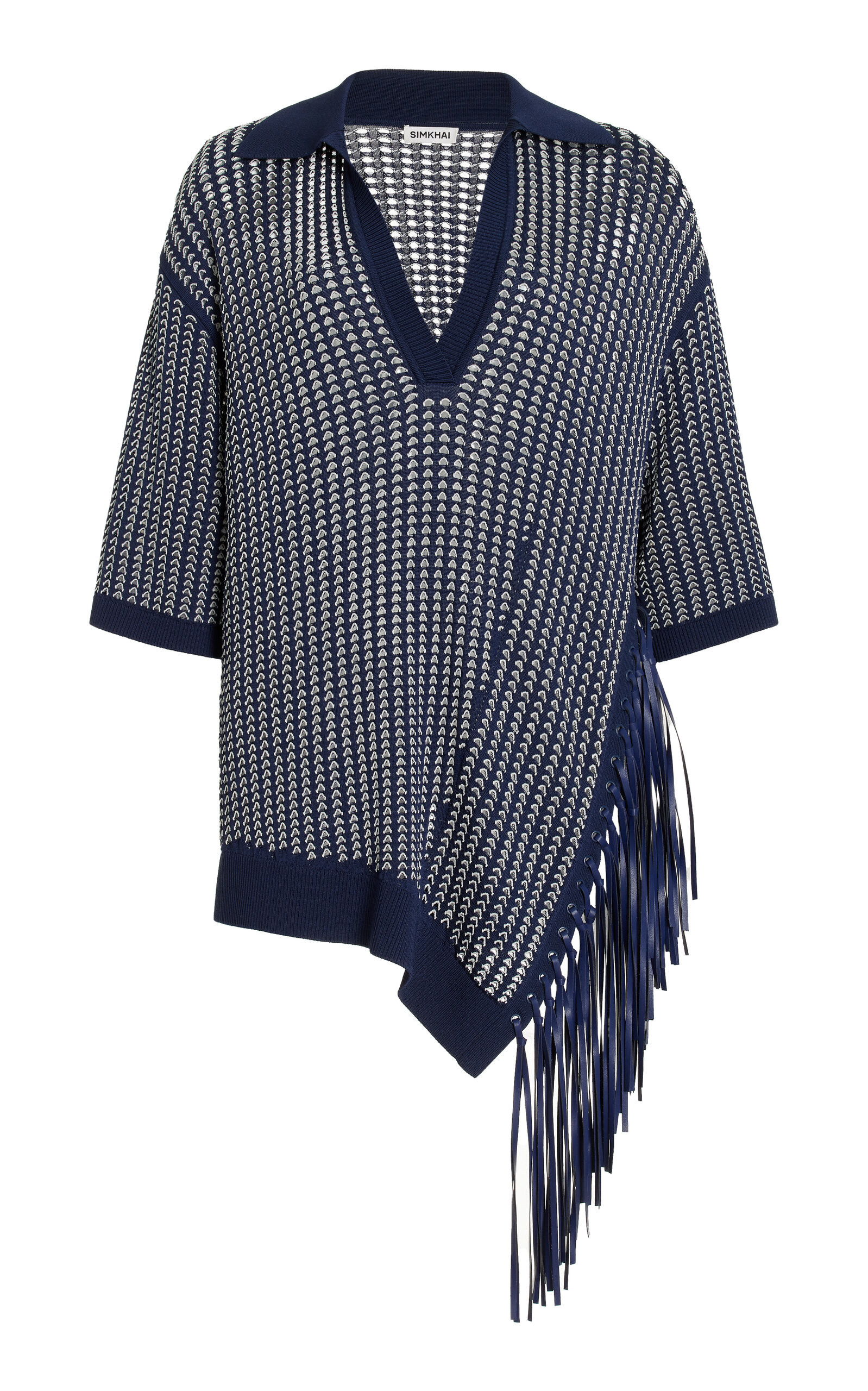 Melina Fringed Asymmetric Knit Polo Top | Moda Operandi (Global)