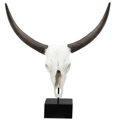 23x10x26" Ranch Style Cow Skull Sculpture, On Stand | Wayfair North America