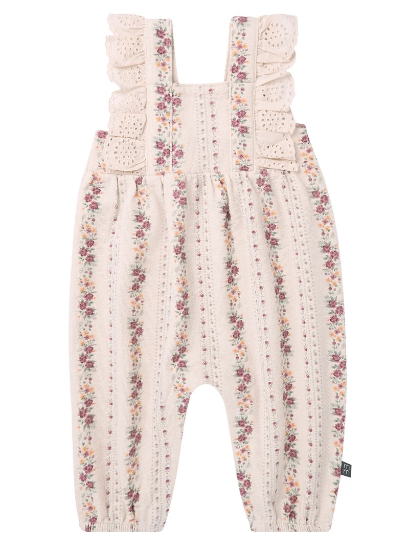 Modern Moments by Gerber baby Girl Long Leg Romper with Ruffle Detail, Sizes 0/3 Months - 24 Mont... | Walmart (US)