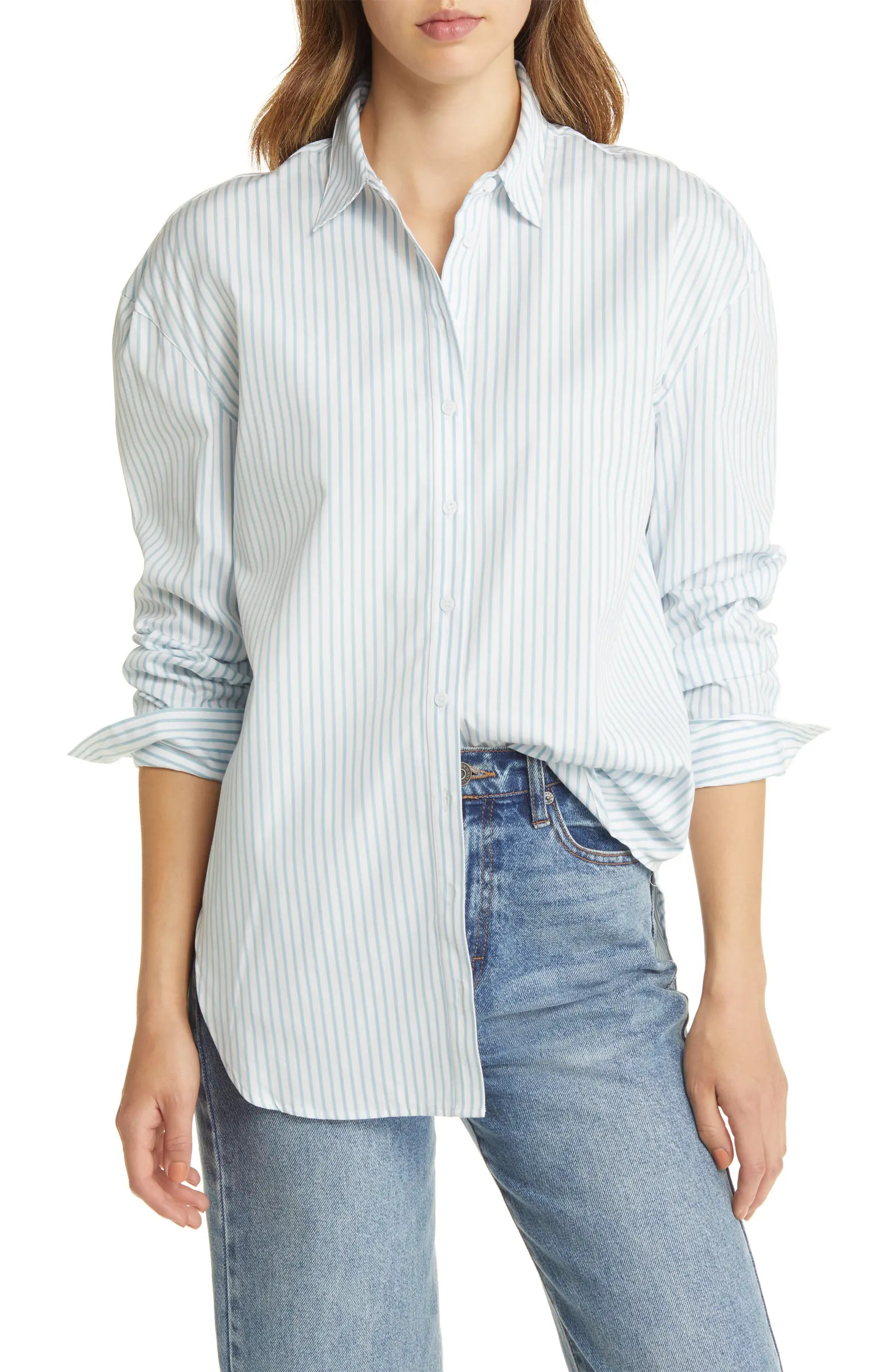 Nordstrom Stripe Oversize Cotton Poplin Shirt | Nordstrom | Nordstrom