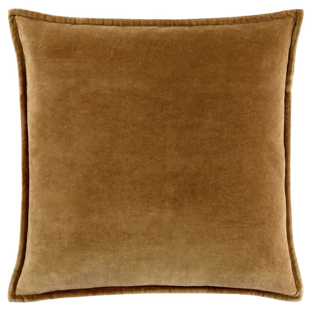 Anika Modern Classic Brown Velvet Flange Down Pillow - 18x18 | Kathy Kuo Home