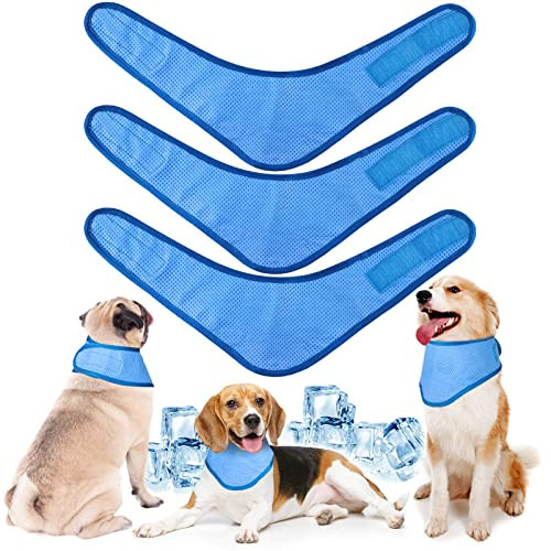 3 Pack Dog Ice Bandana Cooling Pet Bandana Dog Neck Cooler Breathable Dog Collar Bandanas Heat Dissipation Triangle Scarfs Pet Cooling Collars for Dog Cat Calming Hot Weather Summer(Blue) | Amazon (US)