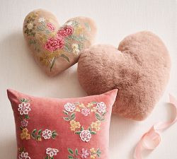 Embroidered Heart Shaped Pillow | Pottery Barn (US)