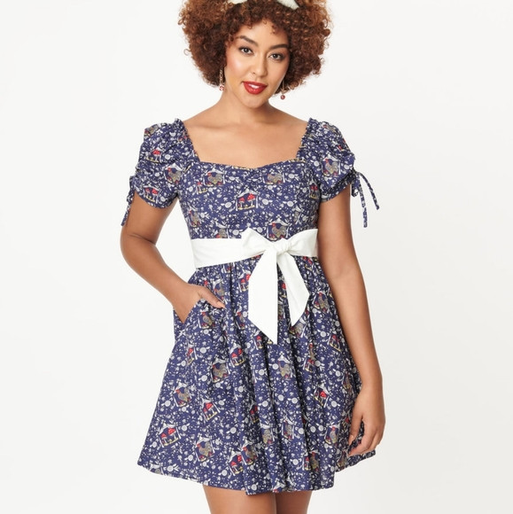 NWT Unique Vintage Blue & Cottagecore Dakota Flare Dress | Poshmark