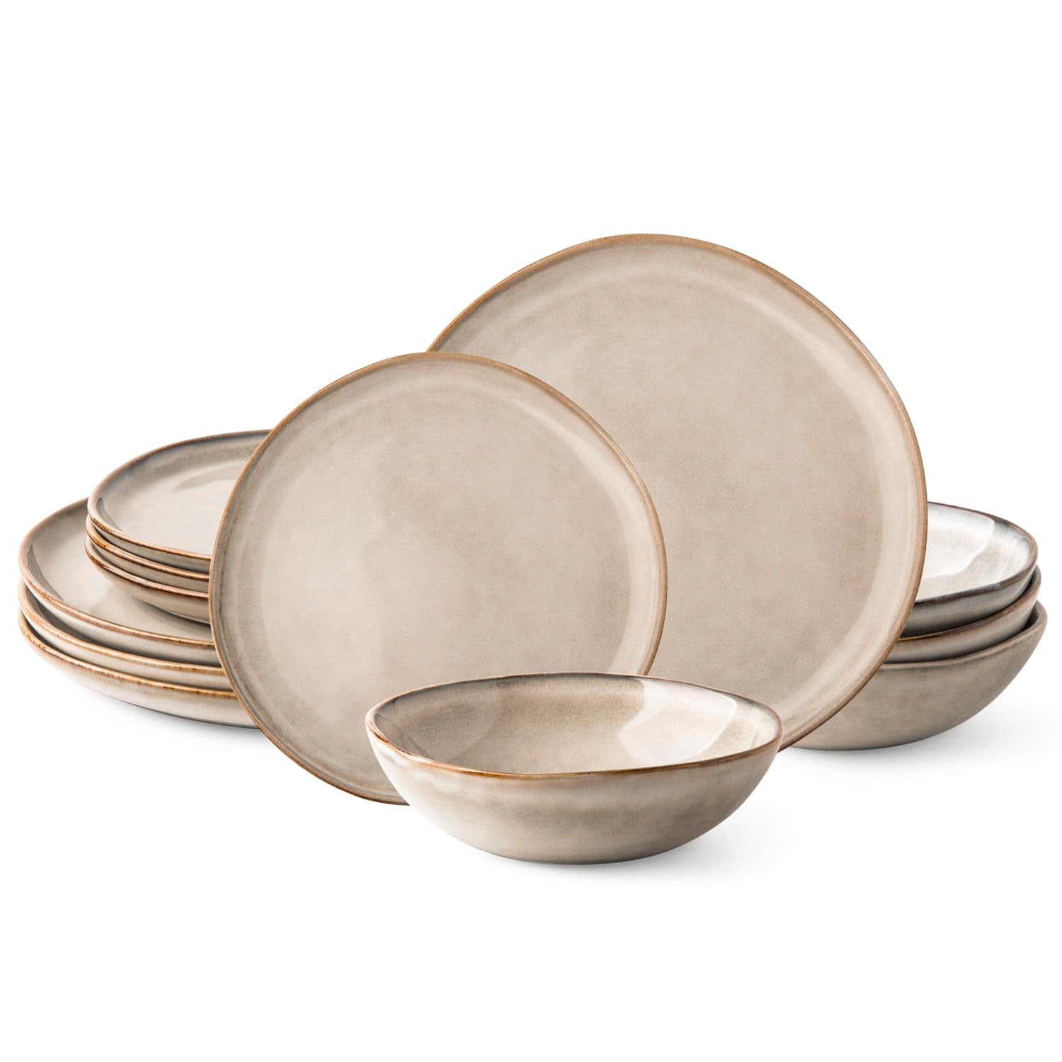 AmorArc Ceramic Dinnerware Sets,Handmade Reactive Glaze Plates and Bowls Sets,Highly Chip and Cra... | Amazon (US)