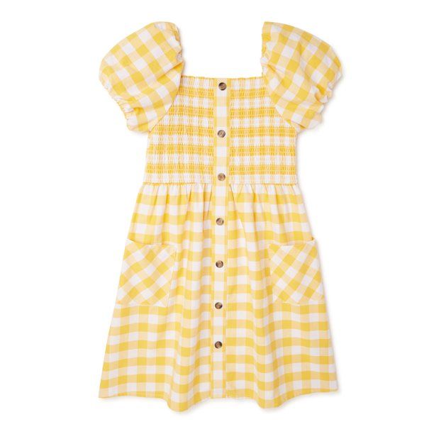 Wonder Nation Girls’ Puff Sleeve Dress Sizes 4-18 & Plus - Walmart.com | Walmart (US)