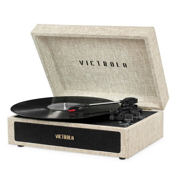 Victrola Parker Bluetooth Suitcase Record Player with 3-speed Turntable, Light Beige - Walmart.co... | Walmart (US)