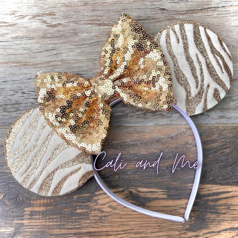 Animal Kingdom Ears Animal Print Minnie Ears Gold Zebra - Etsy | Etsy (US)