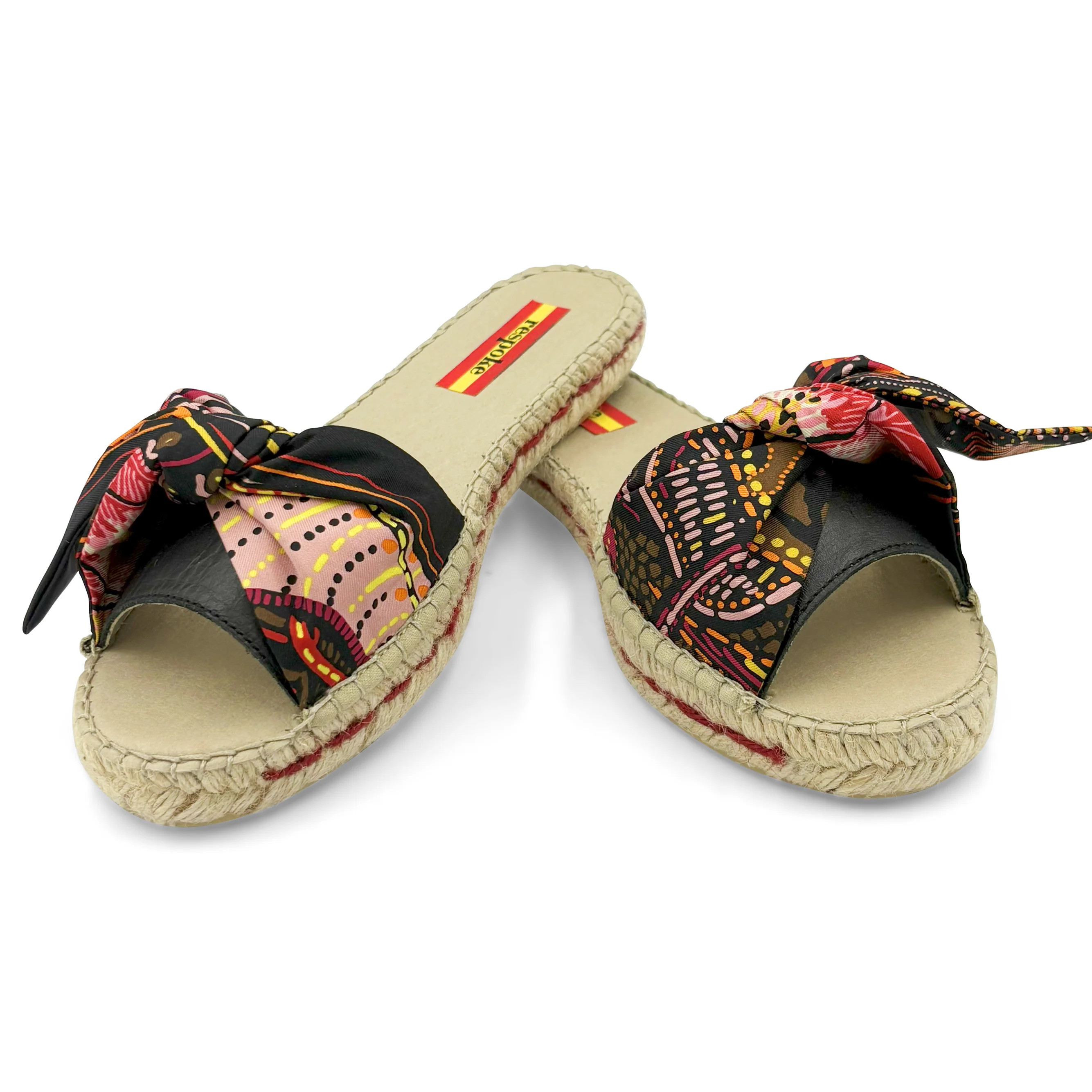 BATIK ALBERO Black Bow Slide Espadrilles | Respoke