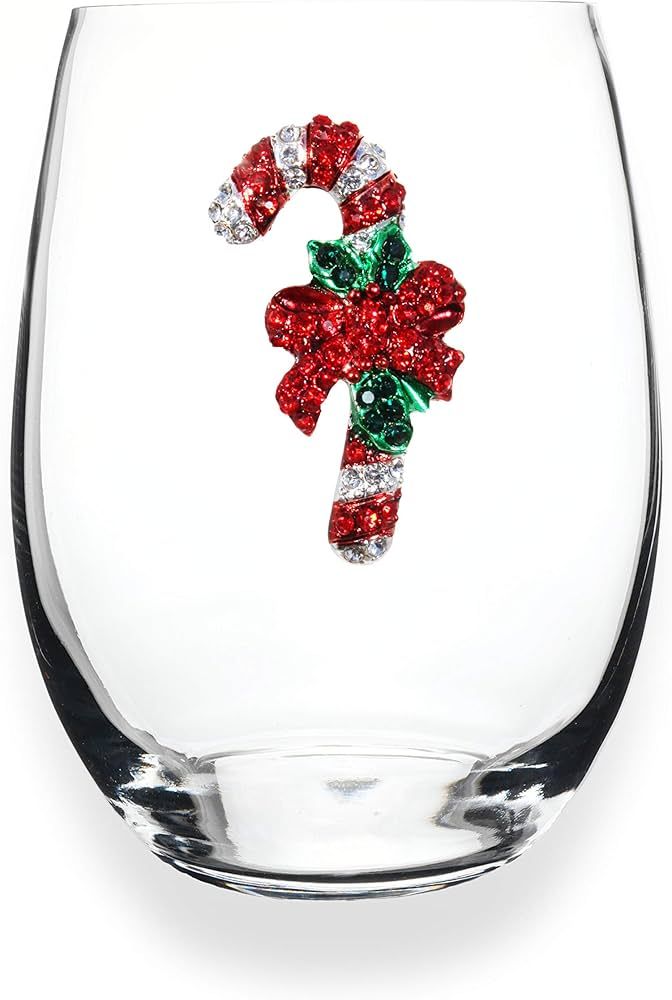 THE QUEENS' JEWELS Candy Cane Limited Edition Jeweled Stemless Wine Glass, 21 oz. - Unique Gift f... | Amazon (US)