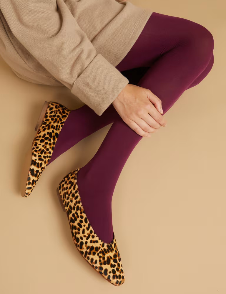 Leather Leopard Print Flat Pumps | Marks & Spencer (UK)