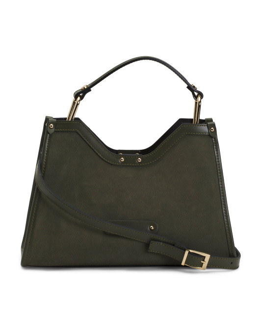 Made In Italy Suede Geo Satchel | TJ Maxx