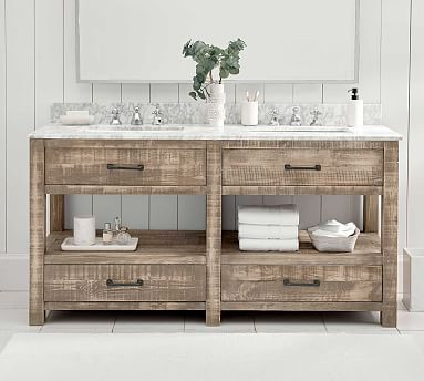 Paulsen 63" Reclaimed Wood Double Sink Vanity | Pottery Barn (US)