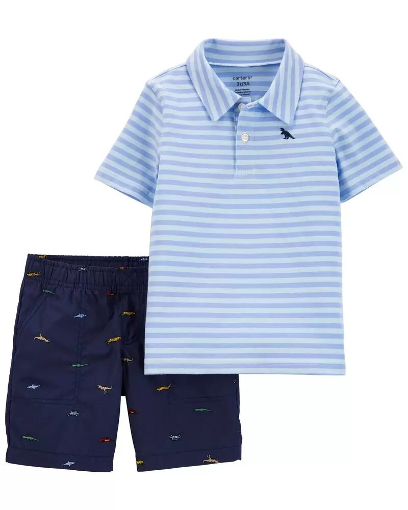 2-Piece Striped Polo & Short Set | Carter's