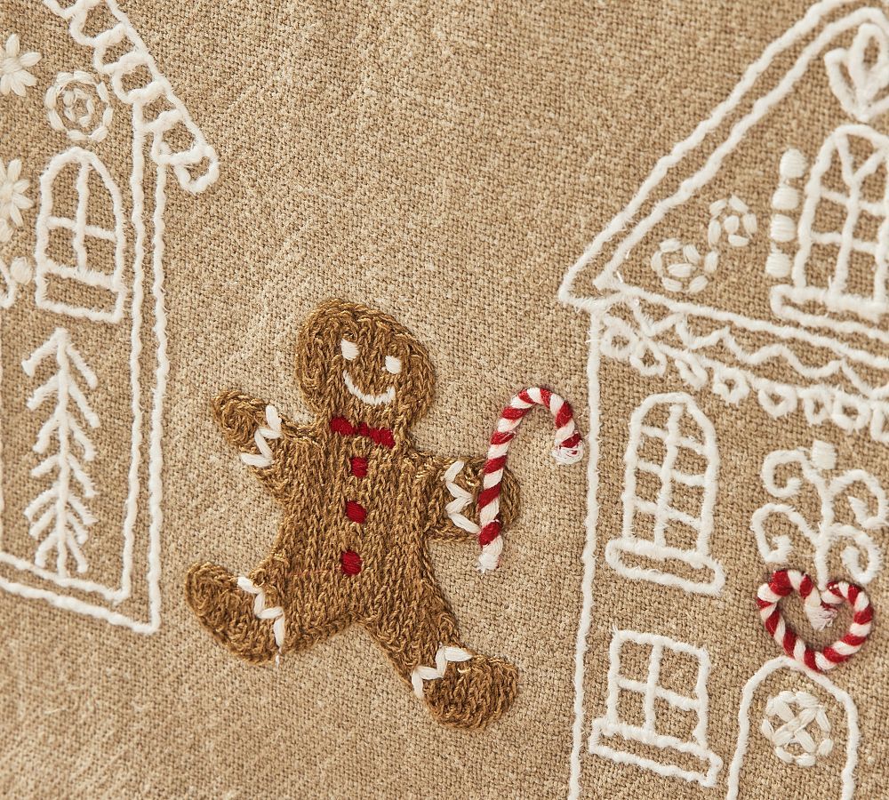 Gingerbread Village Embroidered Table Runner | Pottery Barn (US)
