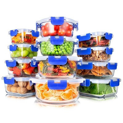 SereneLife 24-Piece Food Storage Containers - Superior Glass Food Storage Set, Blue | Target