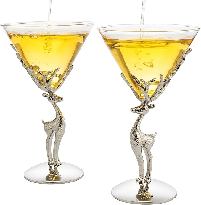 Stag Antler Martini Glasses Set 2 Set Elegant 8oz Deer Cocktail, Martini, Champagne Glasses - Hom... | Amazon (US)
