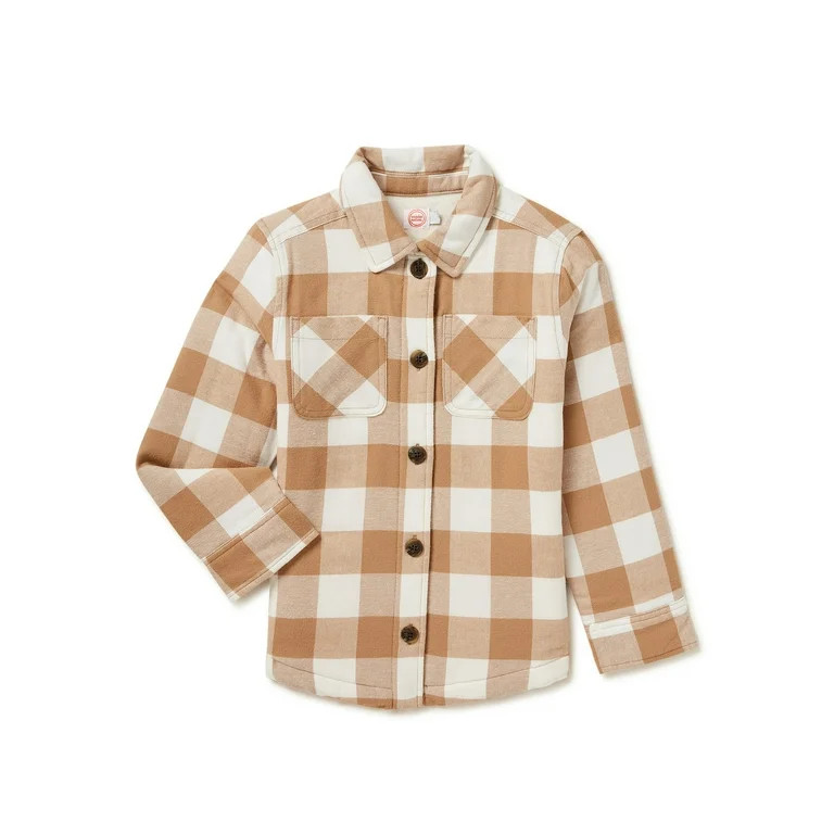 Wonder Nation Girls Flannel Shirt Jacket, Sizes 4-18 & Plus | Walmart (US)