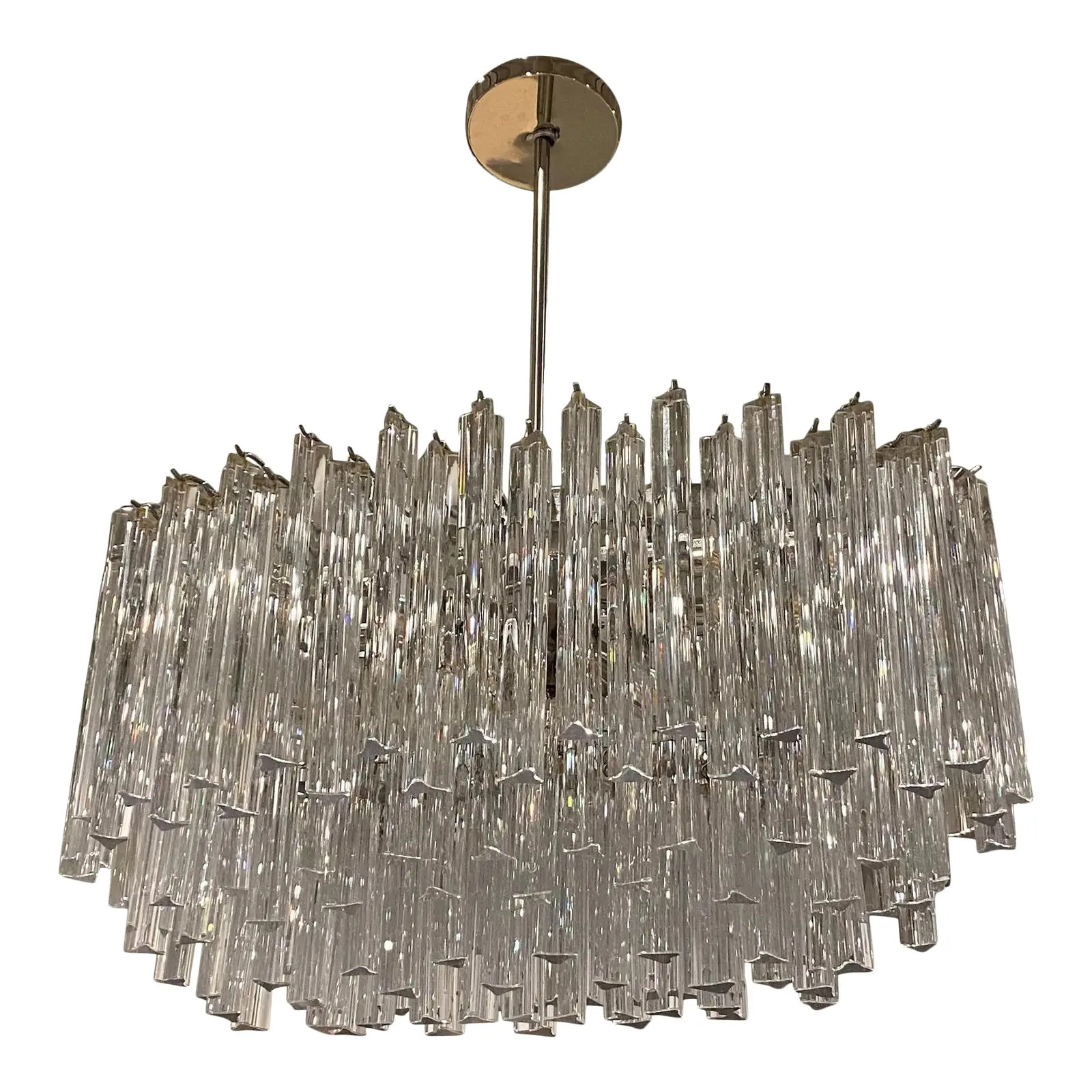 Italian Midcentury Oval Glass Murano Chandelier | Chairish