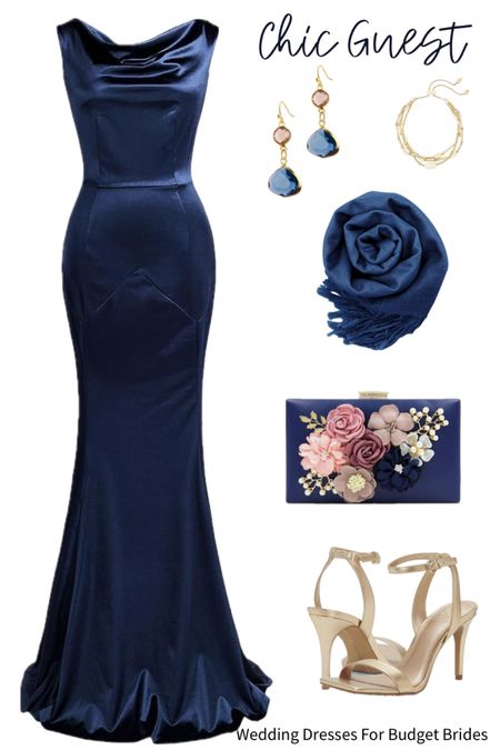 Affordable and chic navy and gold black tie wedding guest outfit idea. 

#satindresses #amazondresses #fulllengthgowns #formalwedding #blacktiewedding

#LTKSeasonal #LTKParties #LTKWedding