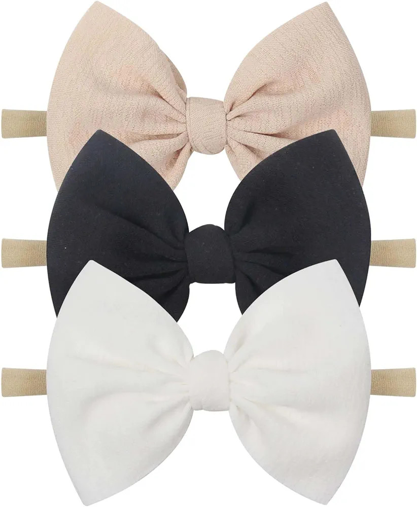 YanJie Baby Girls Nylon Headbands Newborn Bows Handmade Hair Hairbands Accessories for Infant Tod... | Amazon (US)
