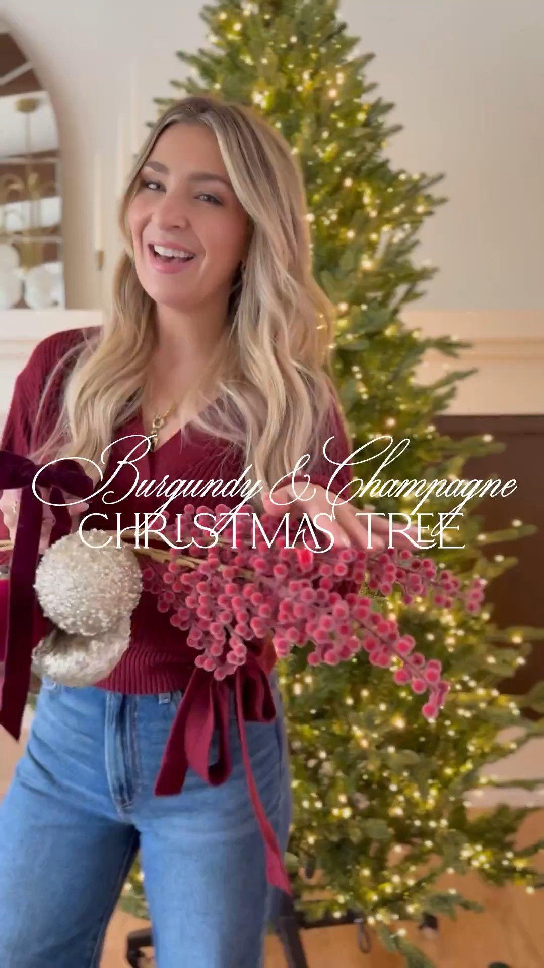 This year’s Christmas tree decor! Went for a burgundy champagne theme and love this combo of velvet, sparkle, and crystal!

#LTKFindsUnder100 #LTKSeasonal #LTKHoliday