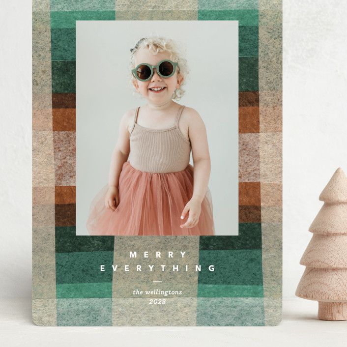 "Plaid Paper" - Customizable Grand Holiday Cards in Brown or Green by Carrie Moradi. | Minted