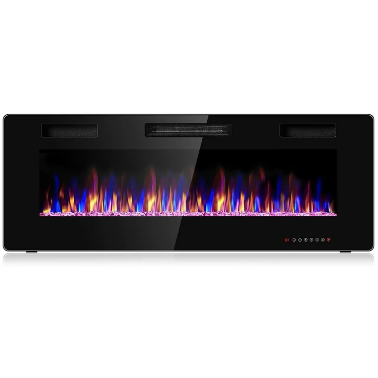 Costway 50" Electric Fireplace Recessed Ultra Thin Wall Mounted Heater Multicolor Flame | Walmart (US)