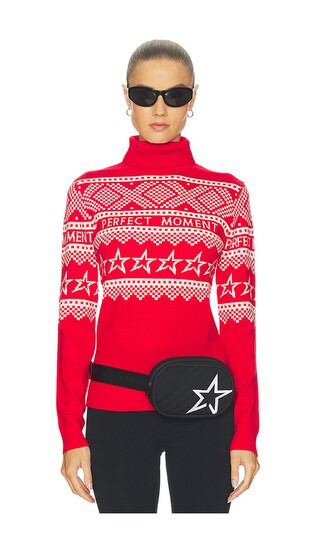Perfect Moment Holiday Roll Neck Sweater in Red. - size M | Revolve Clothing (Global)