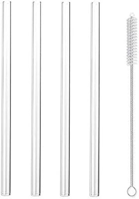 Hiware Glass Smoothie Straws 1/2" Extra Wide X 10" Long - Reusable Drinking Straws With Cleaning ... | Amazon (US)