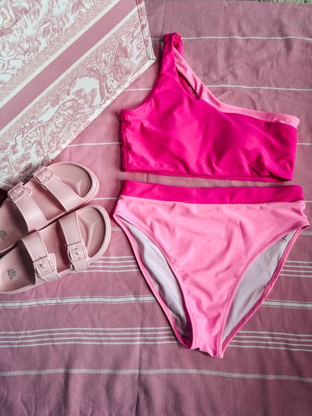 Pink swimsuit 
Two piece swim
High waist bikini
Spring break 
Spring vacation 
Beach vacation 

#LTKfindsunder50 #LTKswim #LTKSeasonal