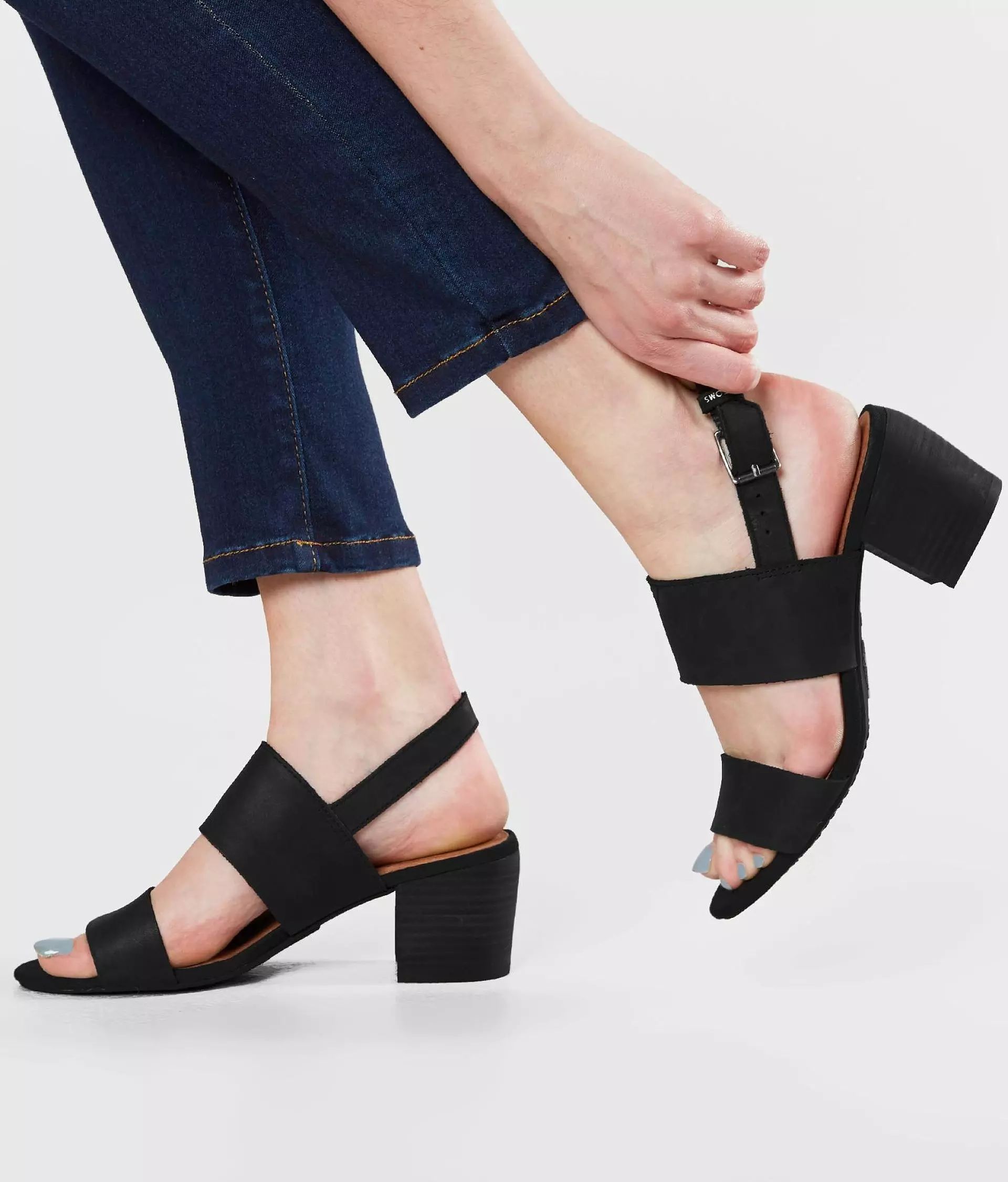 Poppy Leather Heeled Sandal | Buckle