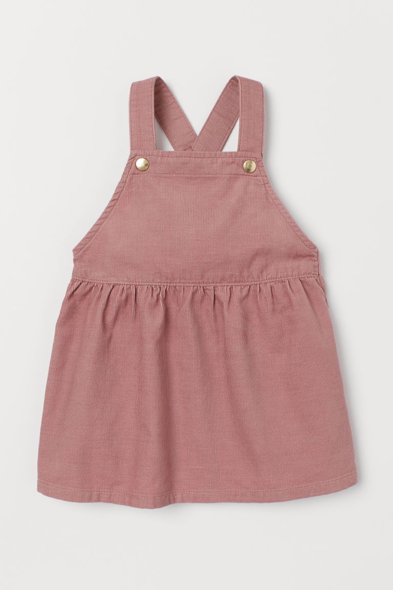 H & M - Corduroy Bib Overall Dress - Pink | H&M (US + CA)