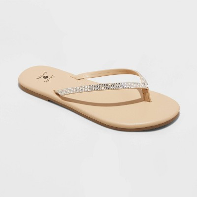 Women's Cali Flip Flop Sandals - Shade & Shore™ Silver 12: Slip On, Open Toe, Textured Outsole | Target