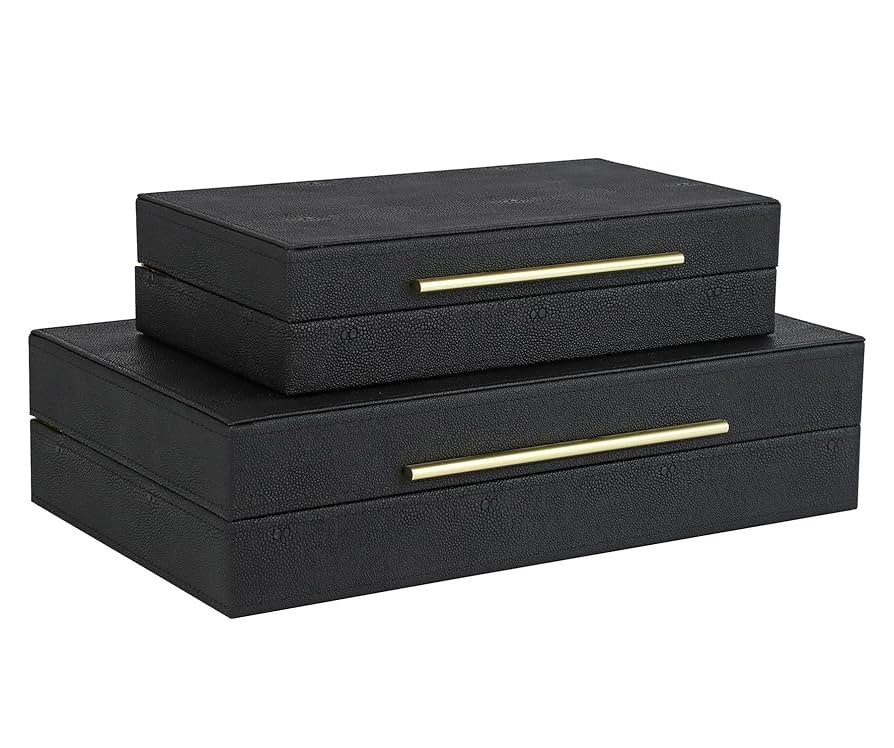 HofferRuffer Faux Leather Decorative Boxes Set of 2, Large Nesting Keepsake Box Accessory Organiz... | Amazon (US)