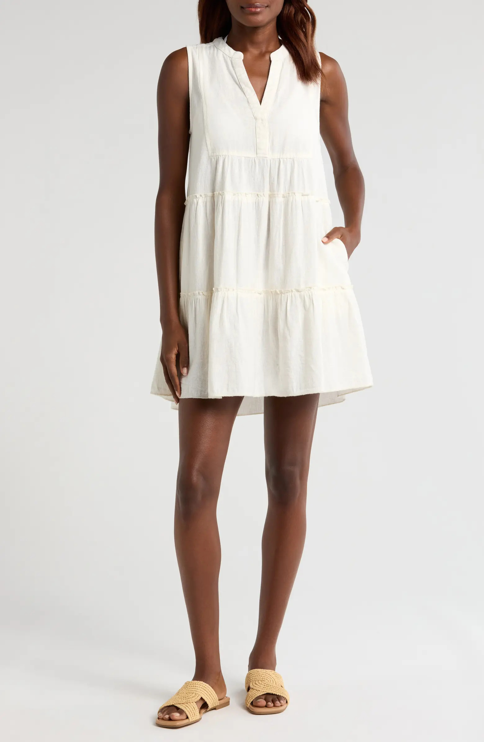 Tiered Cotton Blend Cover-Up Dress | Nordstrom