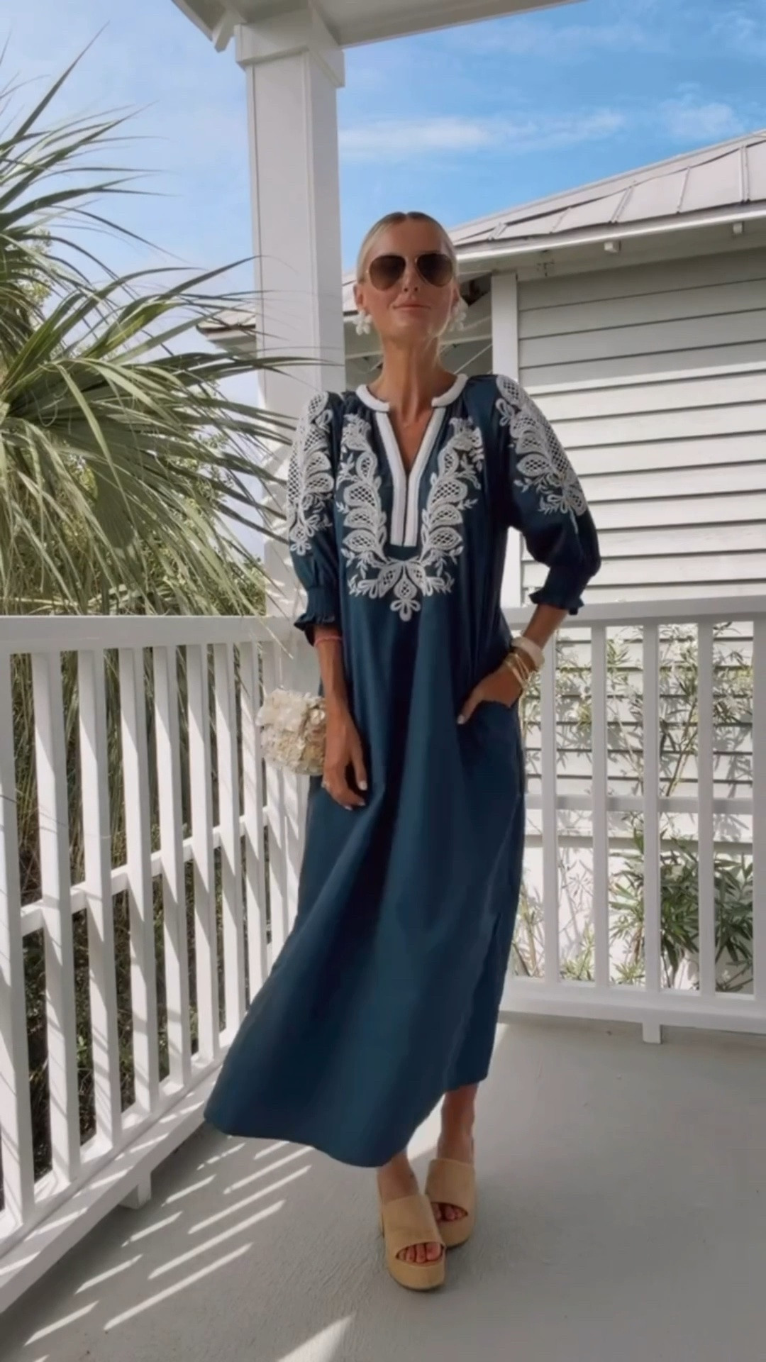 Love the embroidery on this dress! It looks designer/high end without the crazy price tag. The deep blue teal color is so pretty and it’s the perfect look for a beach trip! 🌊☀️ wearing XS

Loverly grey, beach outfit ideas, embroidered caftan dress, dress under 120, chic women’s dresses, beach sundress maxi, vacation style

#LTKTravel #LTKSeasonal