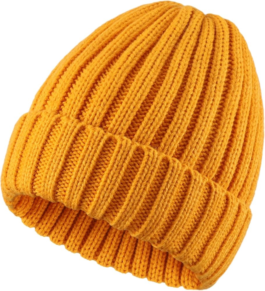 Connectyle Women's Rib Knit Cuffed Beanie Hat Stretch Acrylic Winter Hat Thick Warm Snow Ski Cap | Amazon (US)