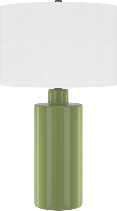 Henn&Hart 25" Modern 1-Light Table Lamp with White Fabric Drum Shade for Living Room, Bedroom, or... | Amazon (US)