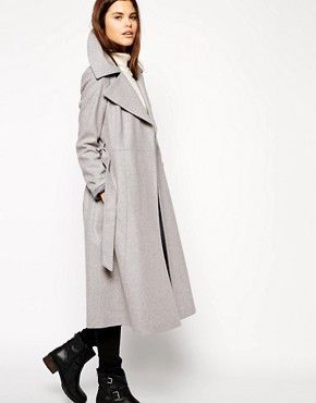 ASOS Coat With Belt In Midi Skater Shape | ASOS UK