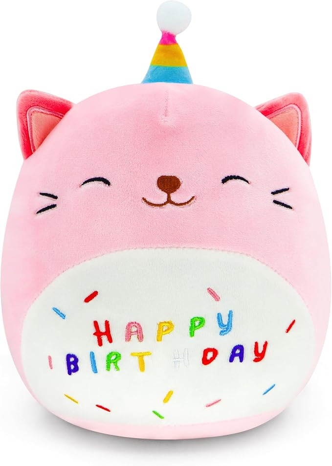 9 inch Birthday Plush Pillow, Soft Plush Toy, Cute Pink Stuffed Animal, Home Room Decoration, Bir... | Amazon (US)