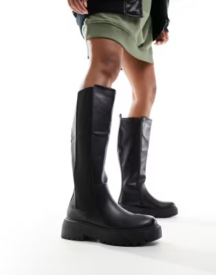New Look chunky knee high boot in black | ASOS (Global)