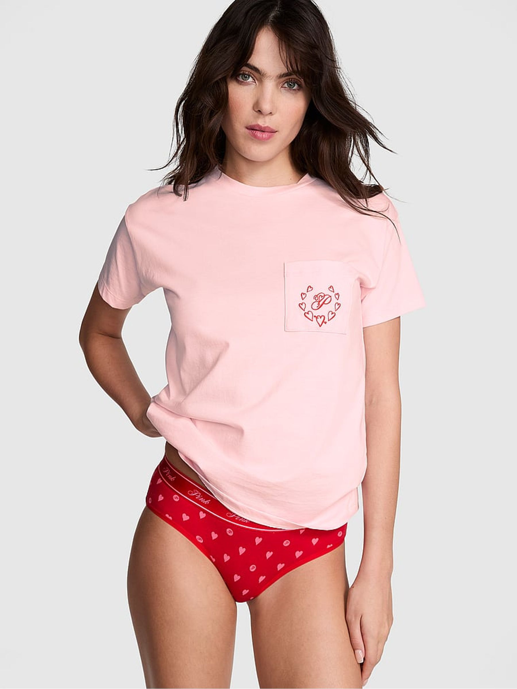 Angel Pink Heart Cotton Pyjama T-Shirt | Victoria's Secret UK | Victoria's Secret UK