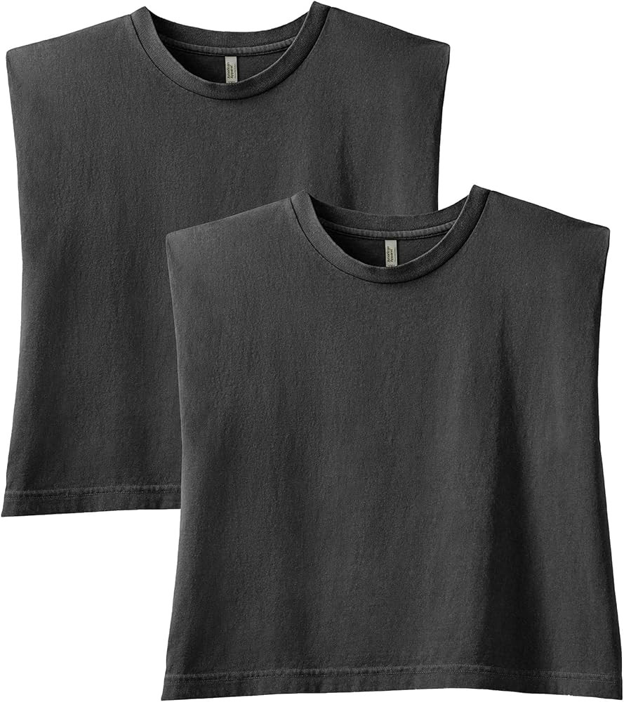 American Apparel Women's Heavyweight Cotton, Boxy, Cropped, and Garment Dyed Muscle T-Shirt, Styl... | Amazon (US)