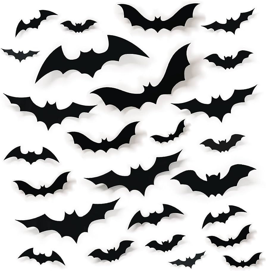 Amazon.com: 68Pcs Bat Wall Decor, Halloween Bats Decorations 3D Bats Wall Decor Realistic PVC Bat... | Amazon (US)