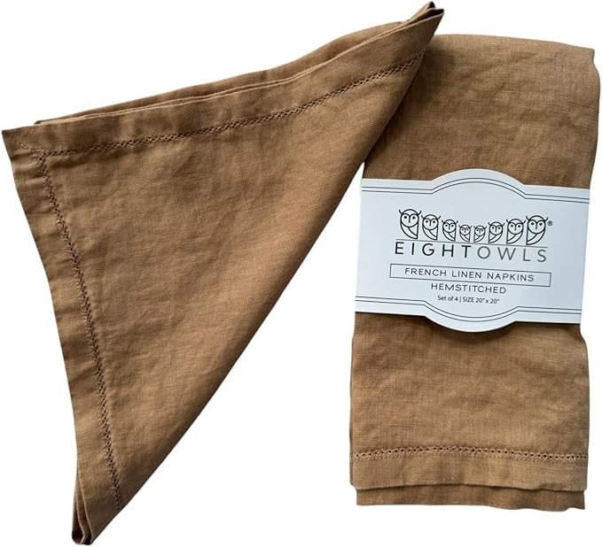Hemstitched Linen Napkins – 20 Inch x 20 Inch – Stonewashed Pure Linen Cloth Dinner Napkins w... | Amazon (US)