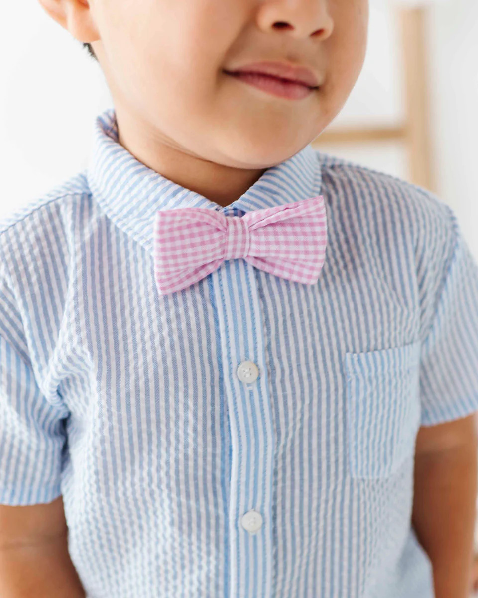 Pink Seersucker Bow Tie | Bums & Roses