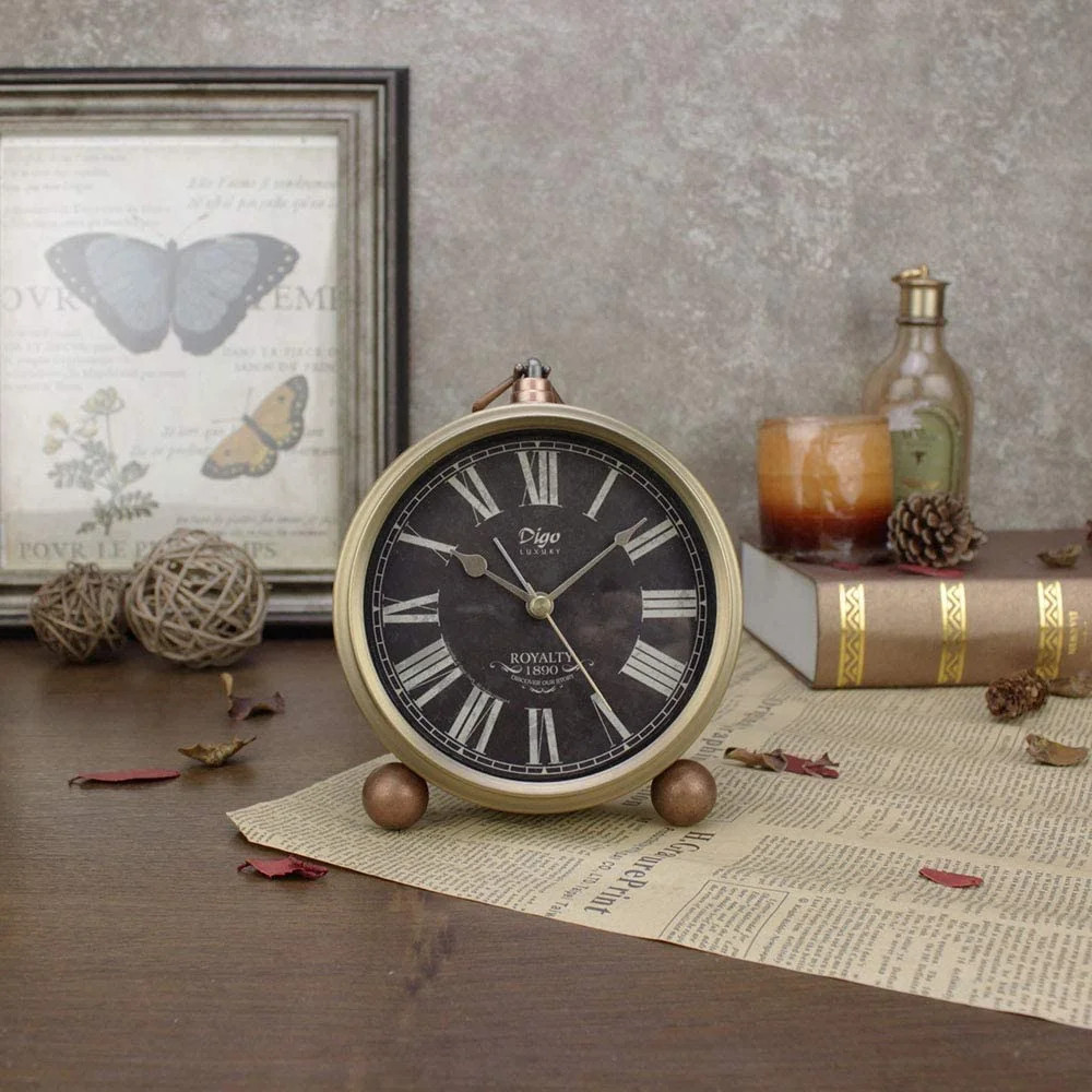 Small Table Clocks,SAYTAY 5.2in Golden Black Classic Non-Ticking Quartz Tabletop Alarm Clock Batt... | Walmart (US)